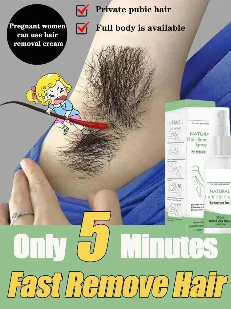 

Fast Hair Removal Spray Painless Hair Growth Inhibitor Arm Armpit Leg Permanent Depilatory for Men Women Repair Care