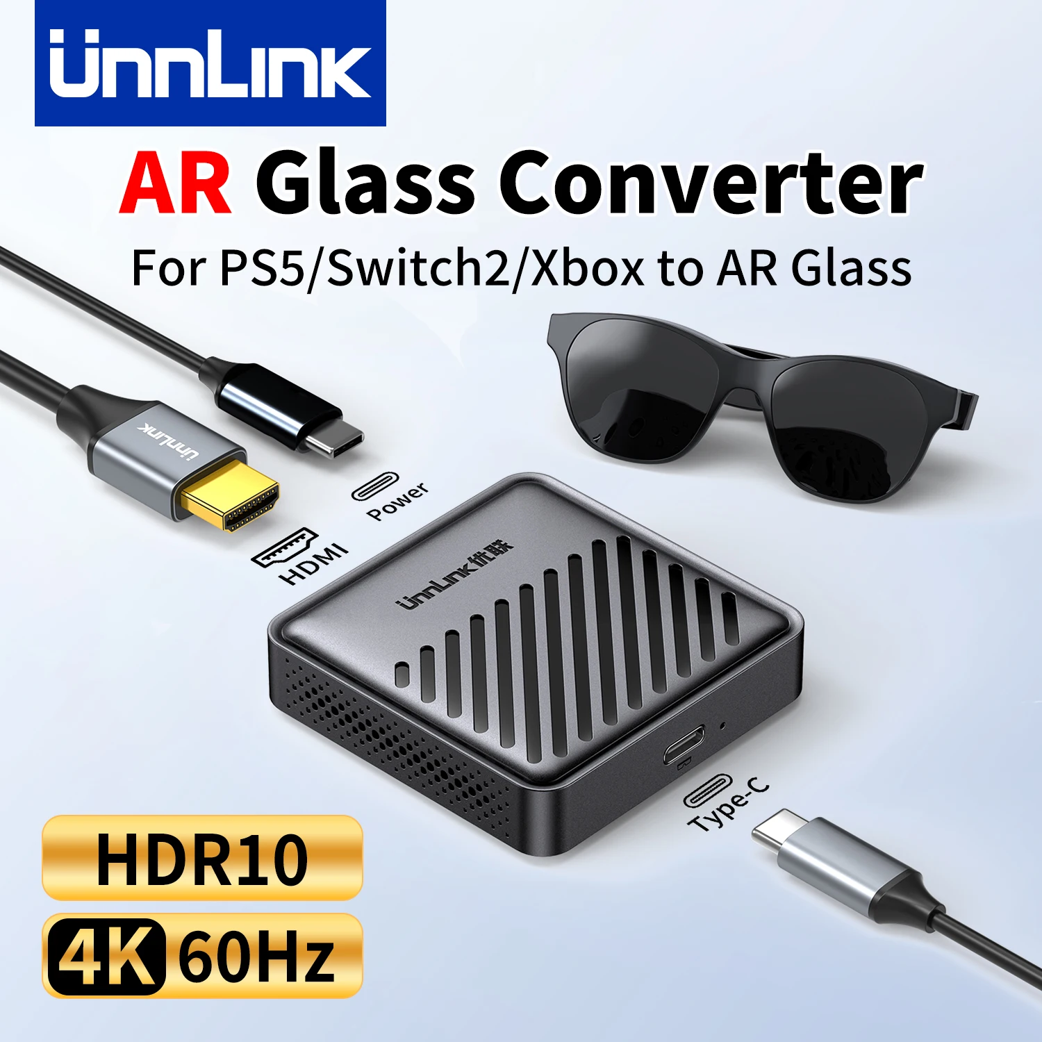 Unnlink HDMI to USB C AR Glasses Converter for PS5 PS4 Switch2 Xbox to Xreal Rokid Rayneo USB-C Portable Screen