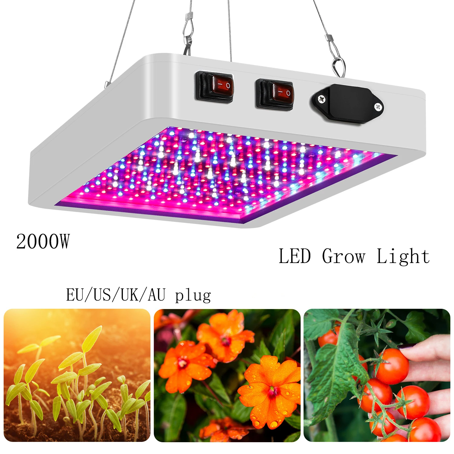 2000W Grow Light LED Full Spectrum Lamp with Double Switch For Plants Lighting Growth Bulb Fitolampy Indoor Seedlings Flower