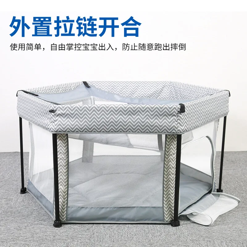 Baby Hexagonal Fence Play Bed Portable Light Mesh Floor Bed Indoor Safety Child Protective Fence