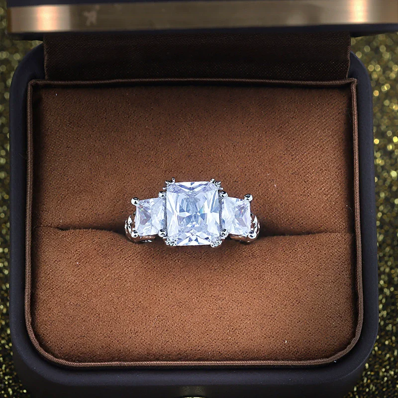 Promotion Simple 925 Silver Wedding Rings for Women Top Quality 5A Cubic Zirconia Engagement Ring CZ Jewelry