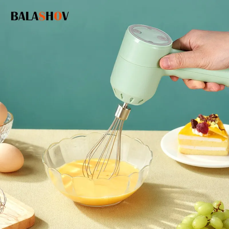 Electric Food Mixer Wireless Portable Hand Blender 3 Speeds High Power Dough Blender Egg Beater Baking Hand Mixer Kitchen Tools