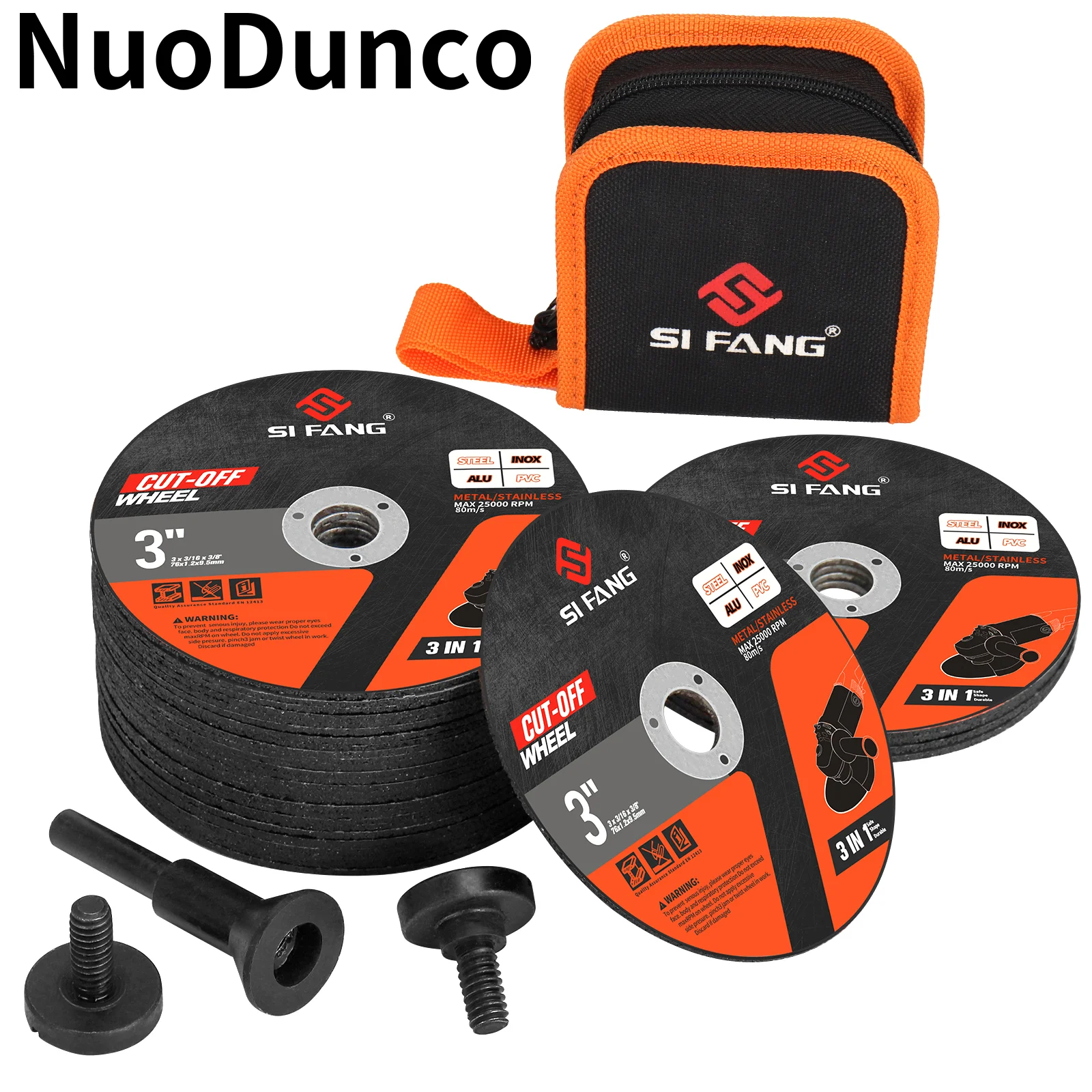 

3 Inch Cut Off Wheels Set Blade Grinding Sanding Metal Cutting Discs with Storage Bag Mandrel for Stainless Steel Iron Metal