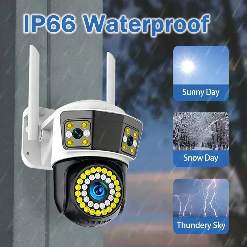 12MP 6K WIFI IP Outdoor Kamera Auto Tracking PTZ Video Überwachung Kamera Drei Objektiv Drei Bildschirm Wasserdichte Sicherheit system