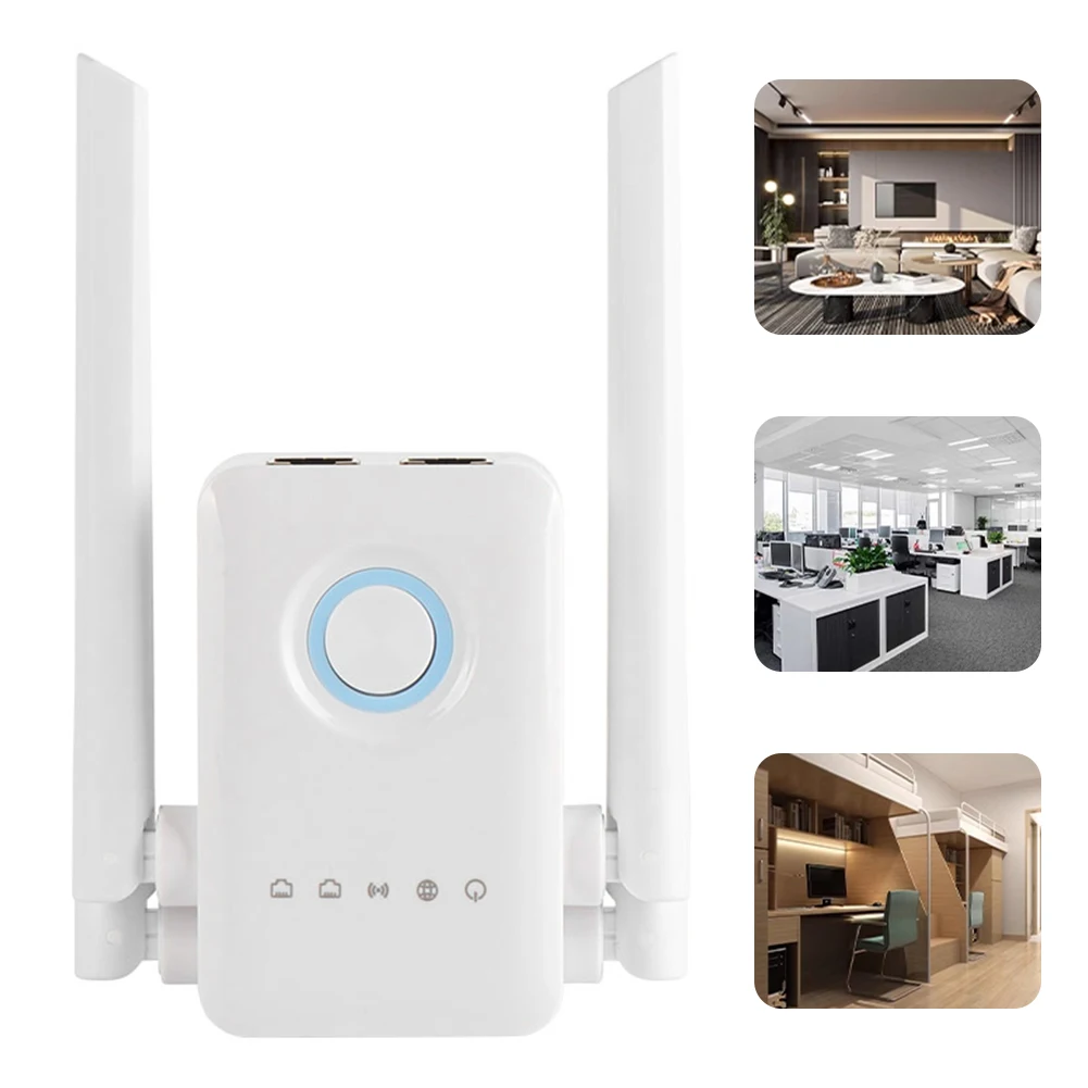 WiFi Range Extender 4 Antennas Wireless Internet Repeater 1200Mbps with RJ45 Ethernet Port WiFi Extender Booster for Home