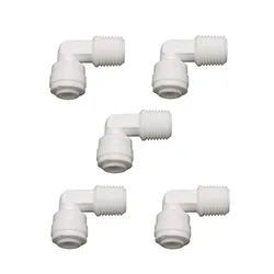 1/4 inch Male Thread to 1/4 inch Tube Elbow Quick Connect Ro Reverse Osmosis water Filter Fitting Male Elbow Pack of 5