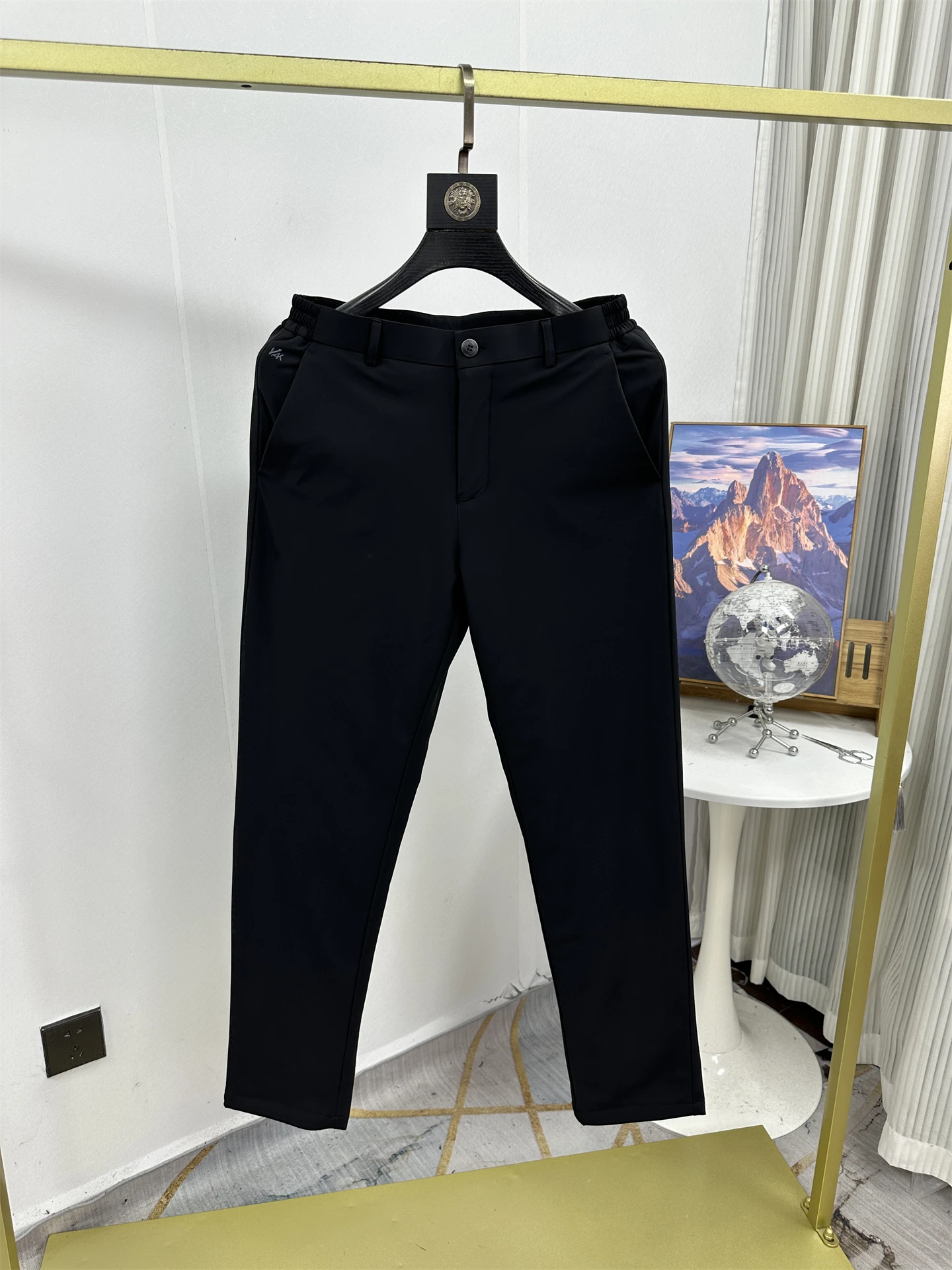 

Men's Winter Busin Casual Pants 90 Du down Elastic Warm Versatile Loose Fit Straight Leg Zipper mid Waist Nylon