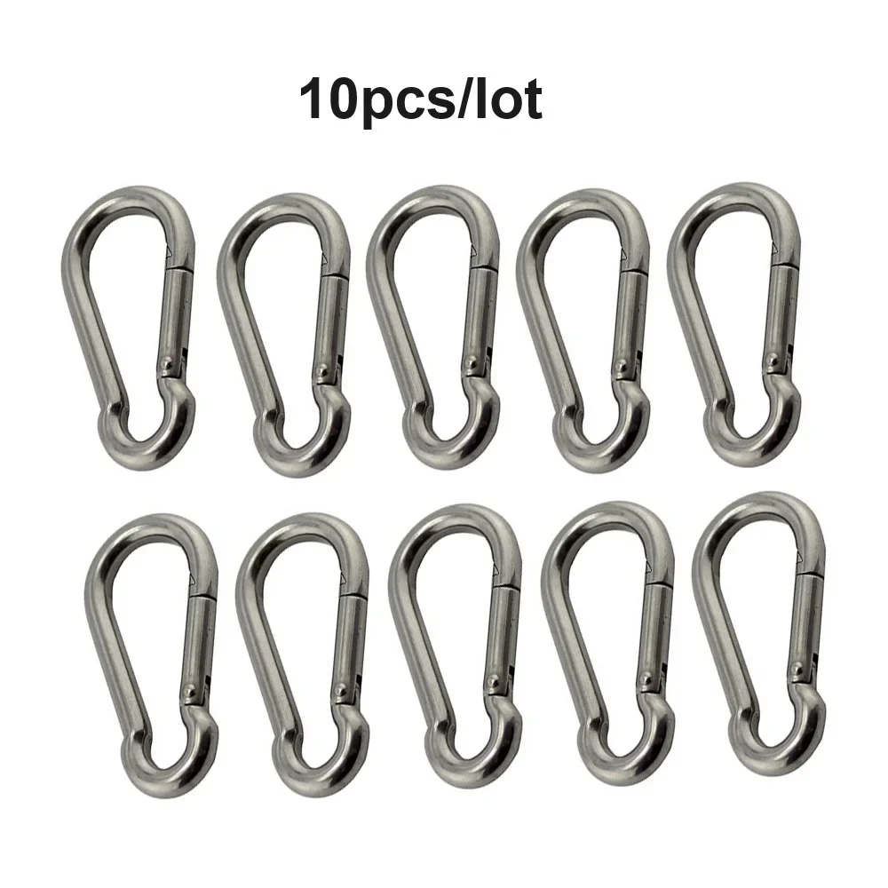 2PCS 304 Stainless Steel Snap Spring Hook Carabiner Link Clip 5mm 6mm 7mm 8mm Oval Snap Hook Carabiner For Camping Hiking