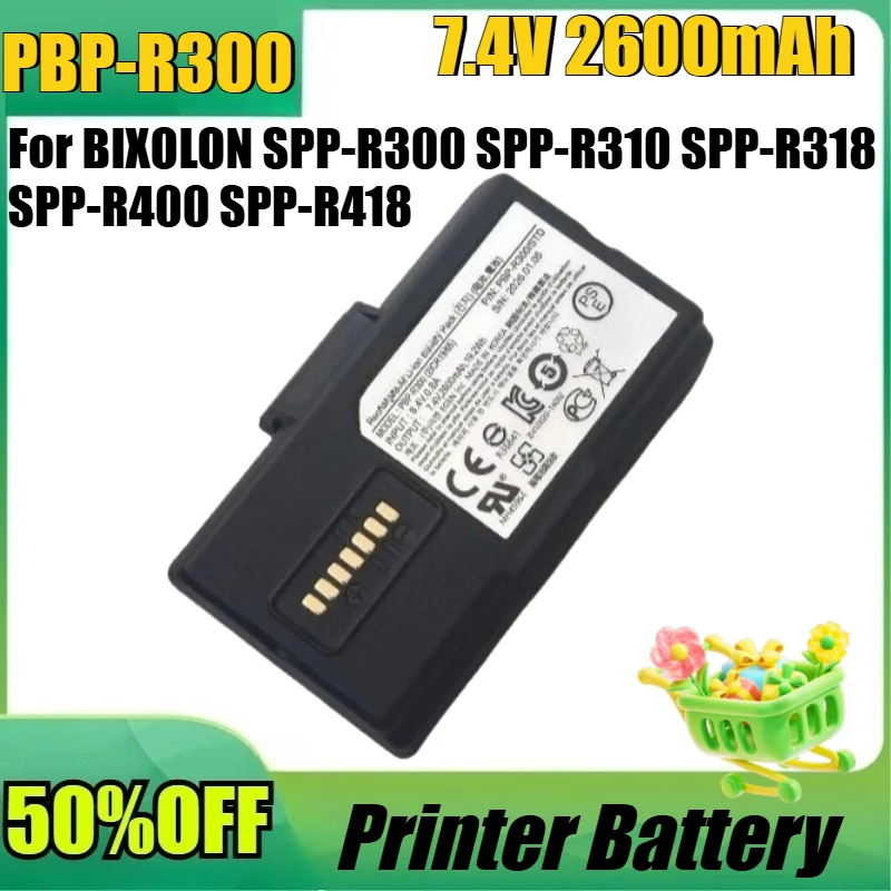 

For BIXOLON SPP-R300 SPP-R310 SPP-R318 SPP-R400 SPP-R418 Printer Battery New PBP-R300 7.4V 2600mAh High Quality Battery