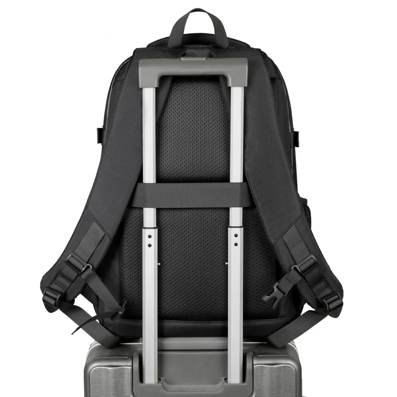 Laptop backpack, large capacity business travel backpack, adjustable shoulder strap, multiple pockets, safety zipper closure