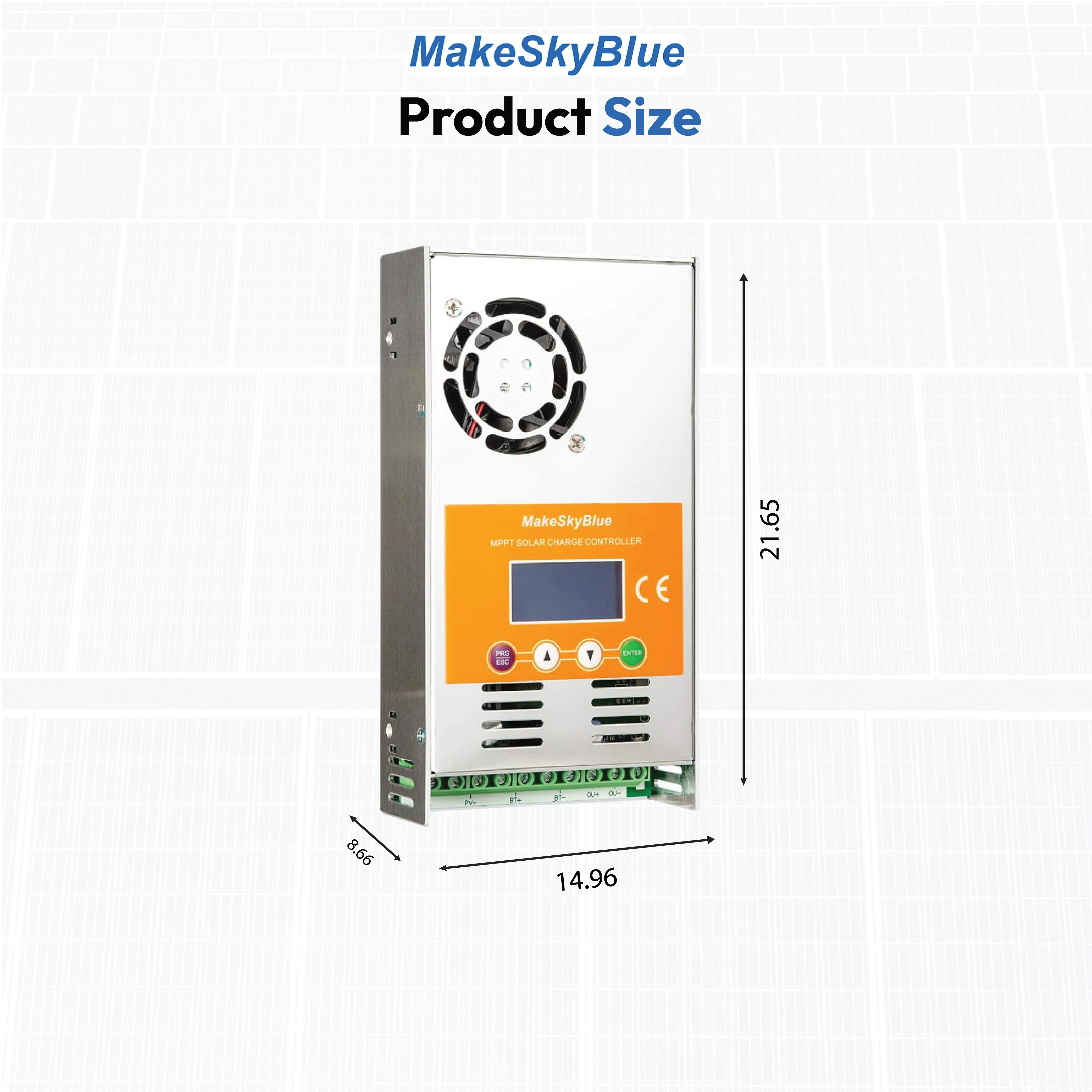 60A12V-V125 MakeSkyBlue 60A 12V MPPT Solar Panel Charge Controller for Li-NMC LifePO4 Lead-Acid Battery