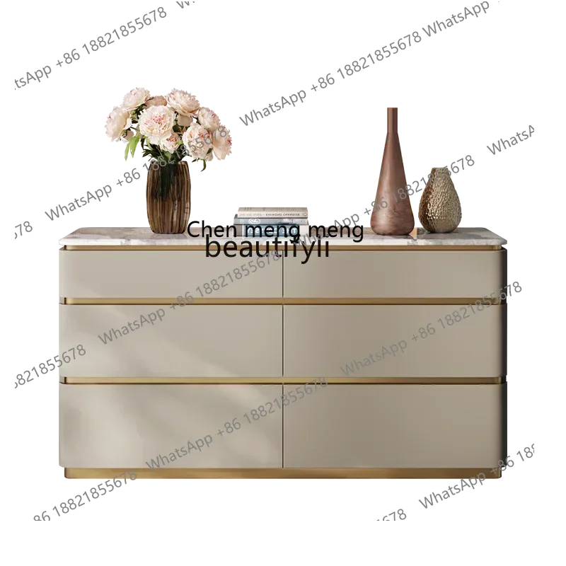 

X Light luxury six-chest cabinet bucket marble high-end bedroom TV cabinet fully installed entrance storage cabinet