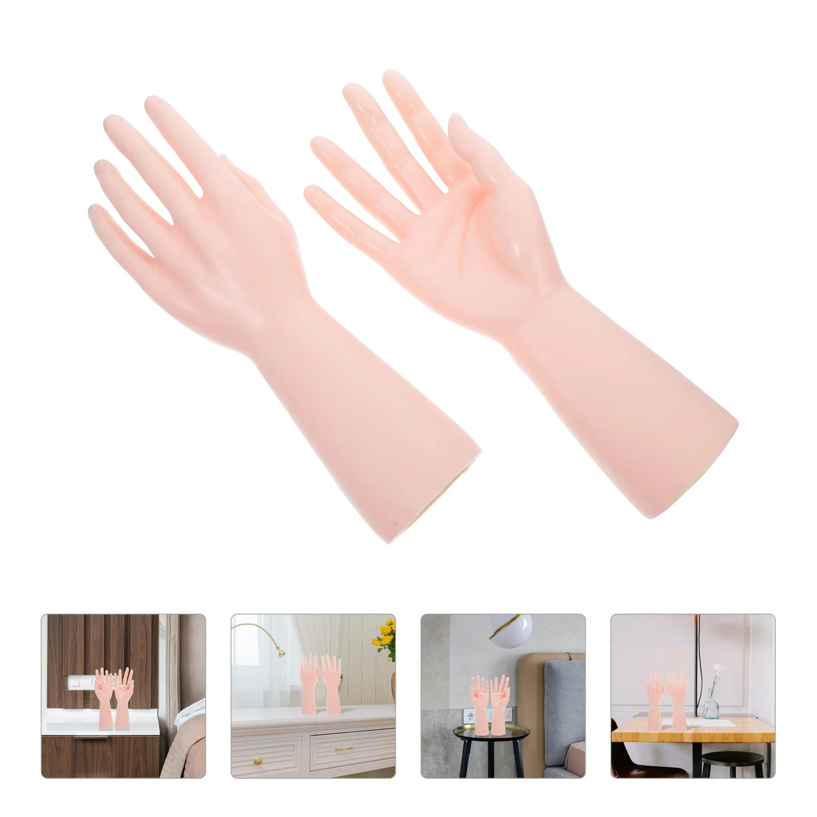 

2pcs Hand Decoration Display Props Realistic Mannequin Hands For Jewelry Ring Bracelet Glove Showcase Countertop Desktop Store