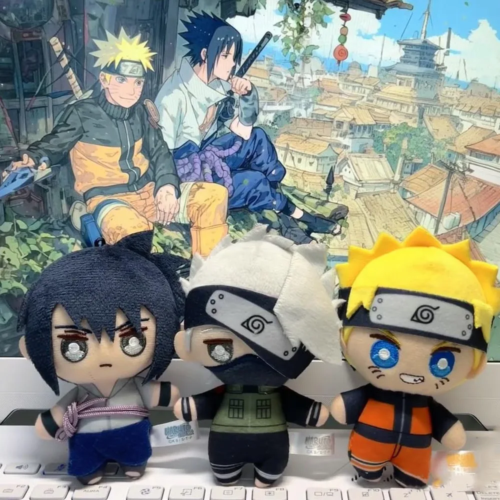 10cm 나루토 플러시 장난감 애니메이션 피규어 우치하 사스케 귀여운 인형 키링 배낭 참 장식 어린이 생일 크리스마스 선물