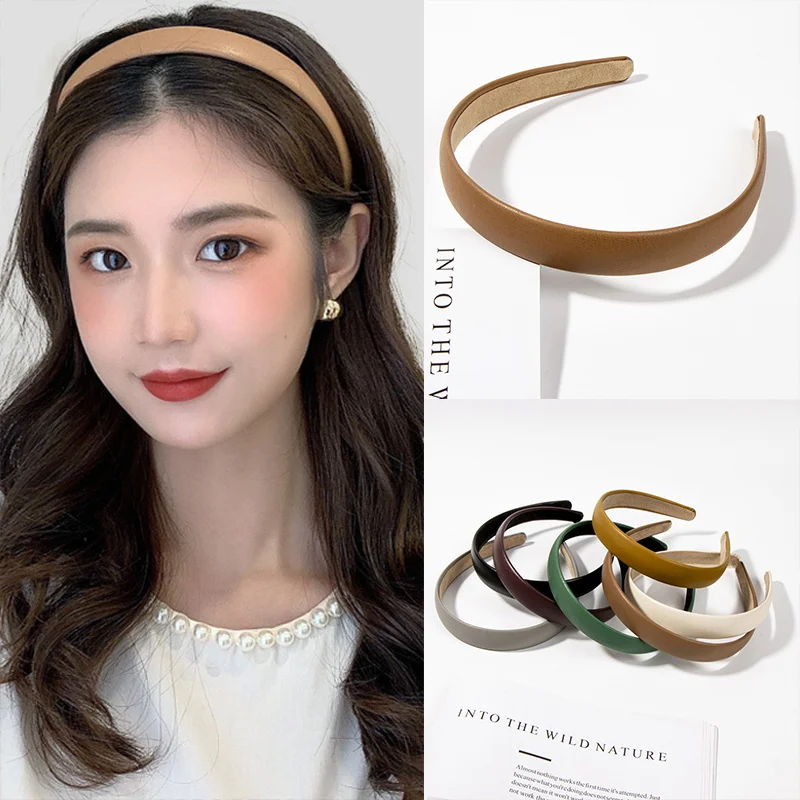 

New Vintage PU Leather Headband Hairbands for Women Girls Hair Accessories Korean Fashion Hair Hoop Headwear Hair Accessory