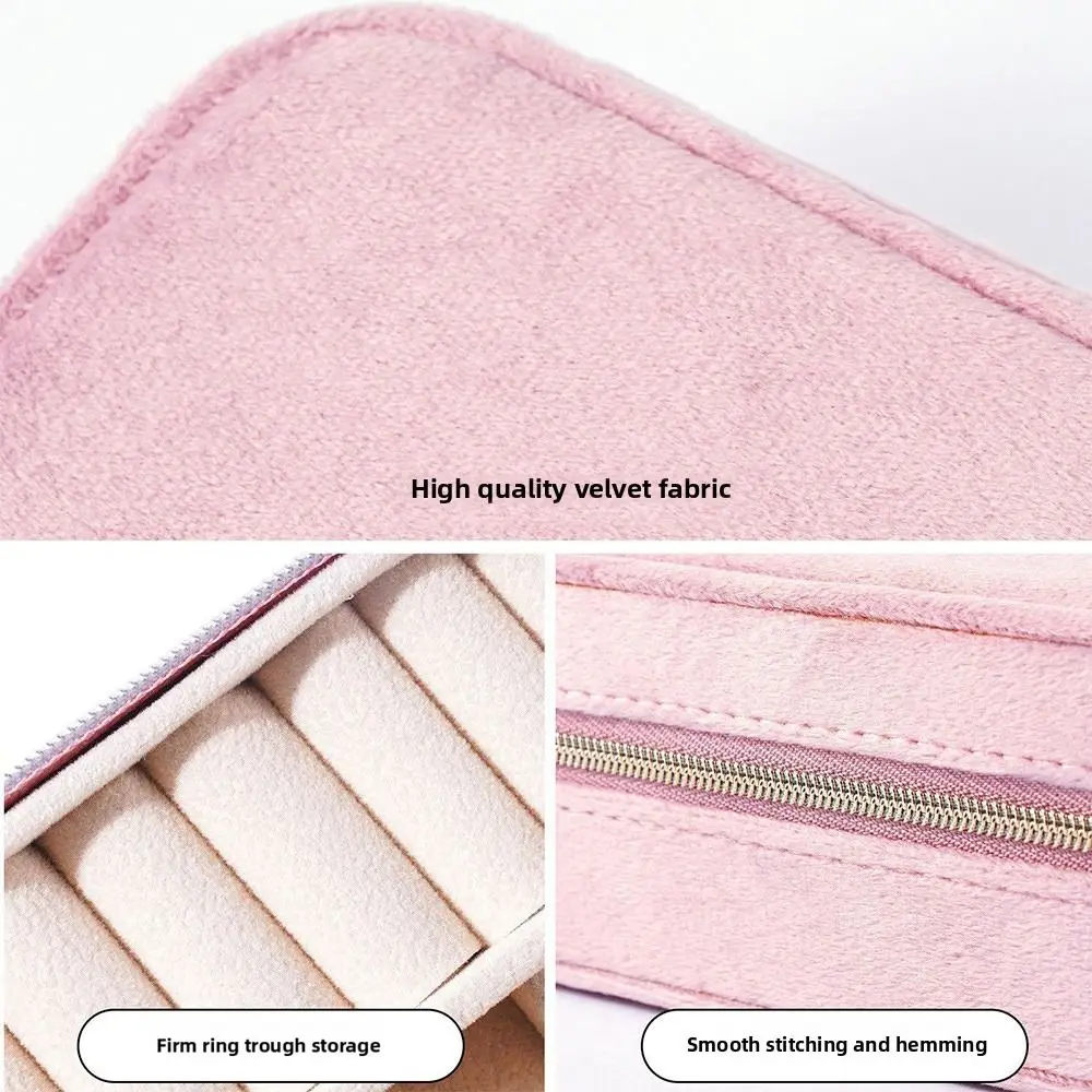 2 Layer Travel Jewelry Case Portable Velvet Jewelry Box with Removable Tray Multi-functional Jewelry Organizer for Women