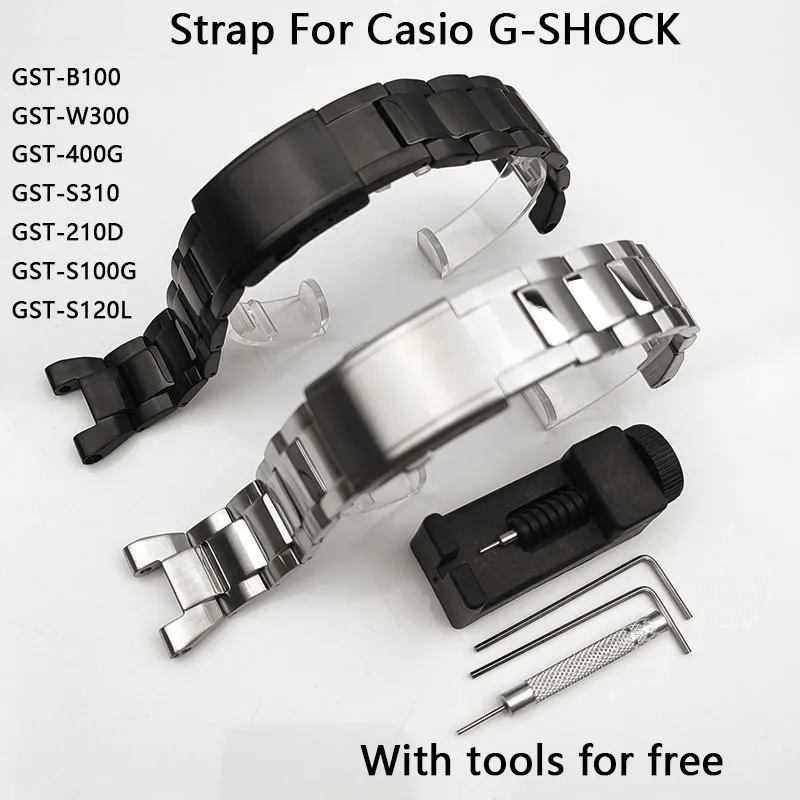 

Watch Strap For Casio GSHOCK GST-B100/GST-W300/400G/S310/210D/S100/S120/110/410 Stainless Steel Solid Watch Band Men Strap