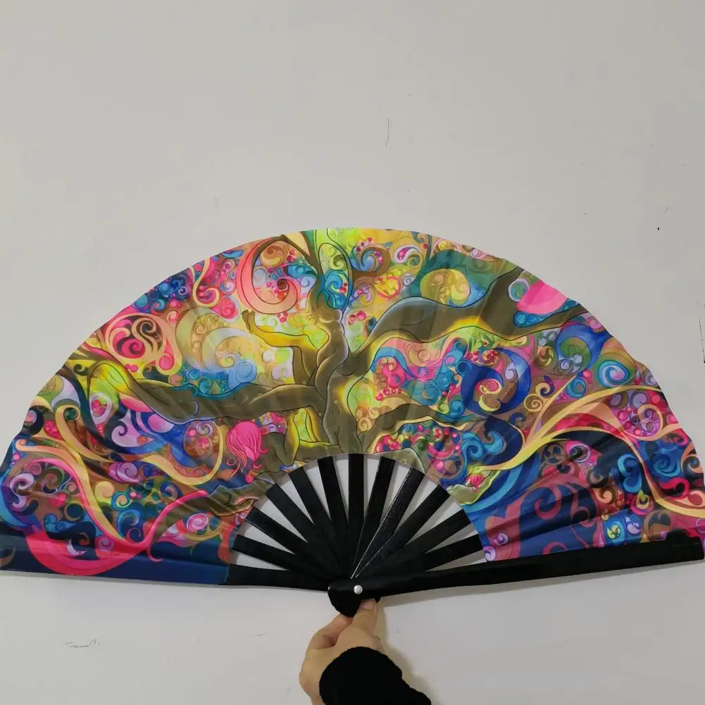 Folding Fan Bamboo Bone Fan Colorful Rave Fans Vibrant Bamboo Hand Fans for Festival Dancing Parties Decorative Gifts for Men