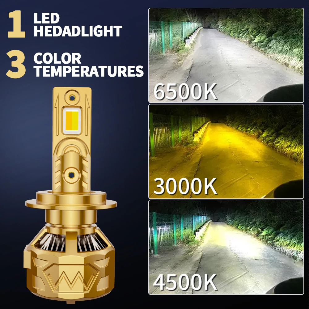 Infitary 3 Colors High Power 160W LED Car Headlight H4 H7 H11 H1 9005 HB3 9006 HB4 9012 3000K 4500K 6500K Bulb CANBUS Auto Lamp