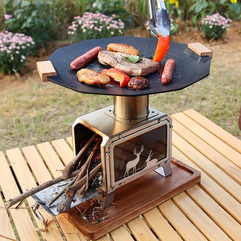 

Outdoor camping Mini wood stove Portable field stove Tabletop oven Available in a variety of fuels