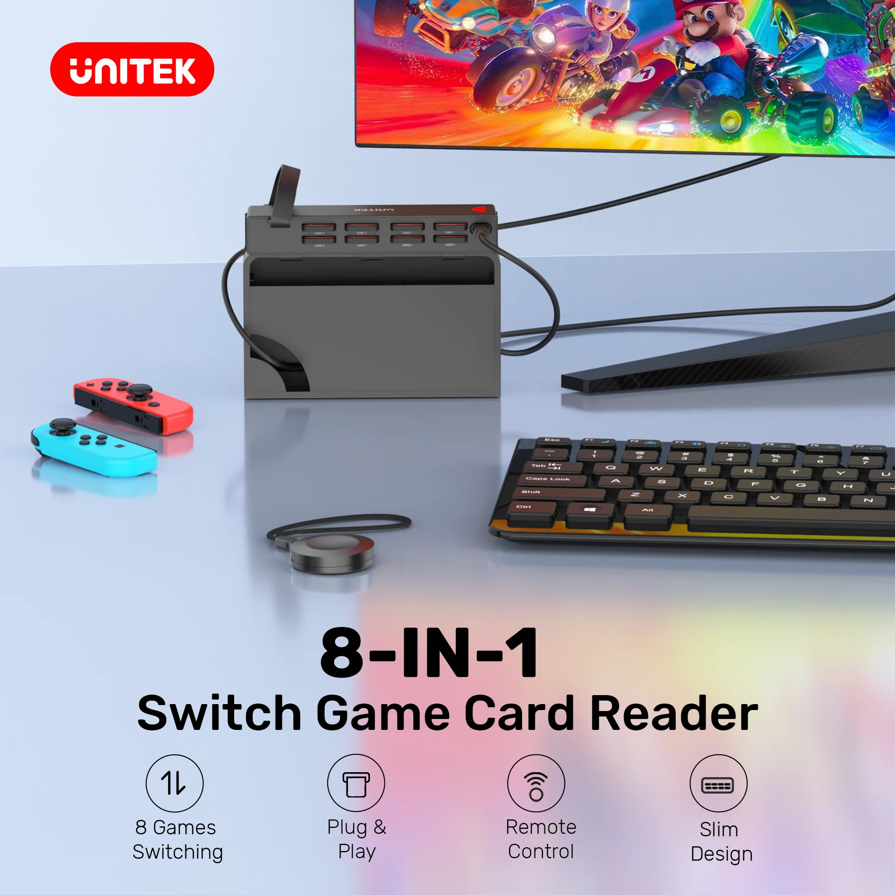 Unitek Multi Game Card Selector Portable Game Cartridge Switcher for Nintendo Switch Quick Game Card Changer Accessory