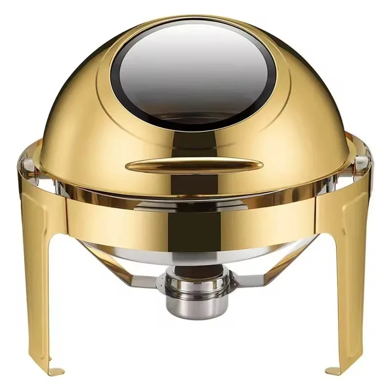 Gold Chafing Dish, Electric Hydraulic Visible Buffet Warmer, Commercial Insulation Container For Hotel Wedding Catering Supply