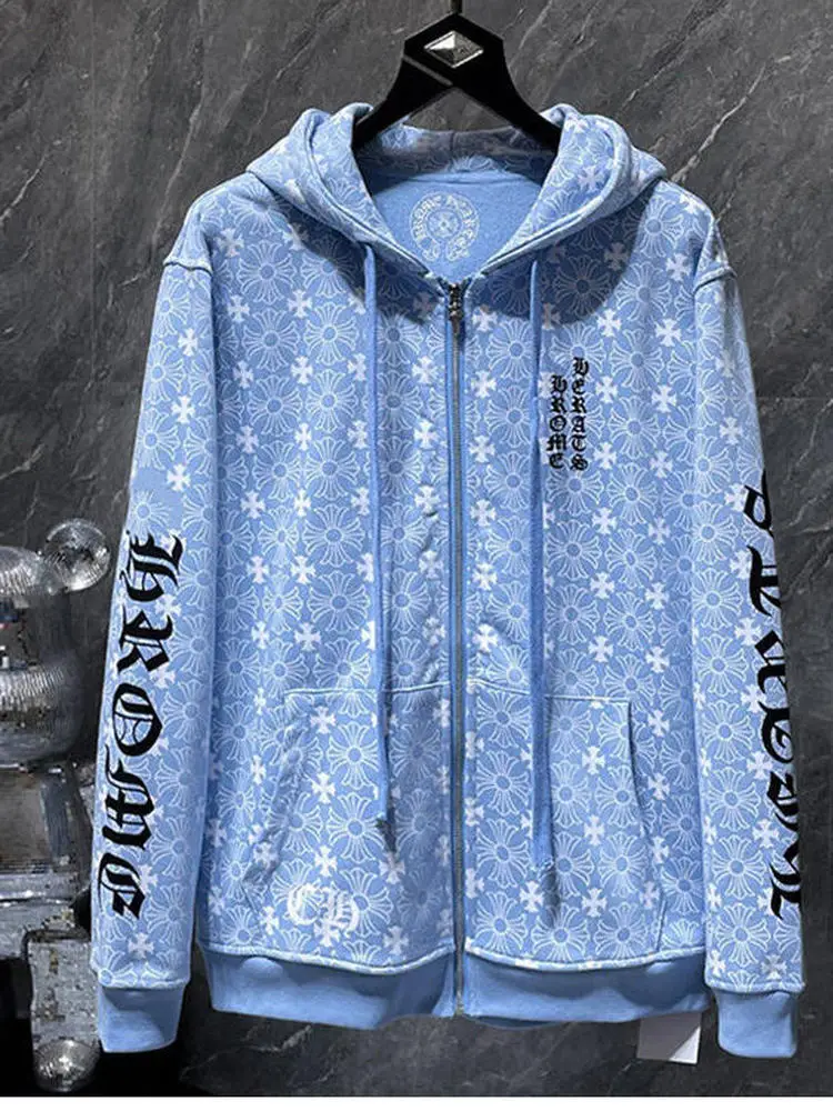 

Faionable Men's Hoodie Zipper Print Cross Luxury Lightweight Cardigan Jaet Casual Sle Long Sve Polyester Spring Autu...