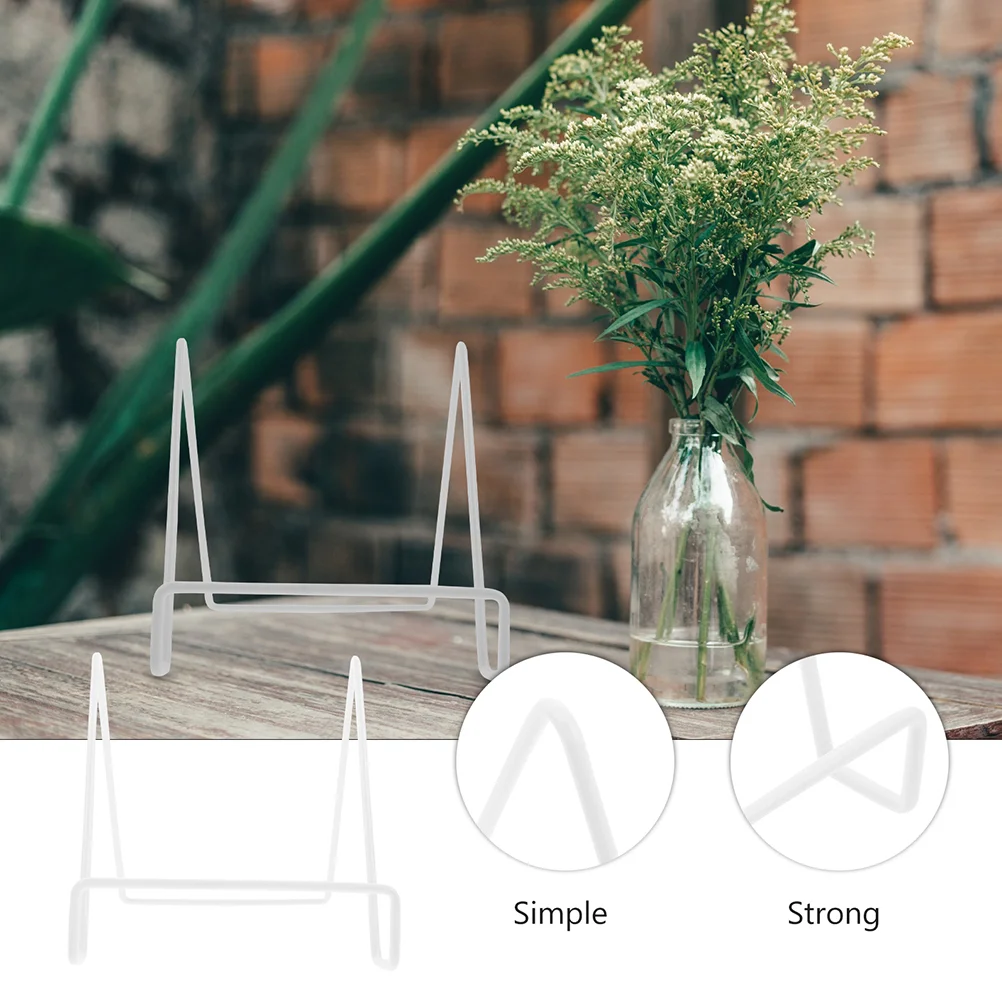 2 Pcs Ornament Stand Metal Picture Display Fall to The Ground Photo Frame Holders Corner Magazine White Elderly Card