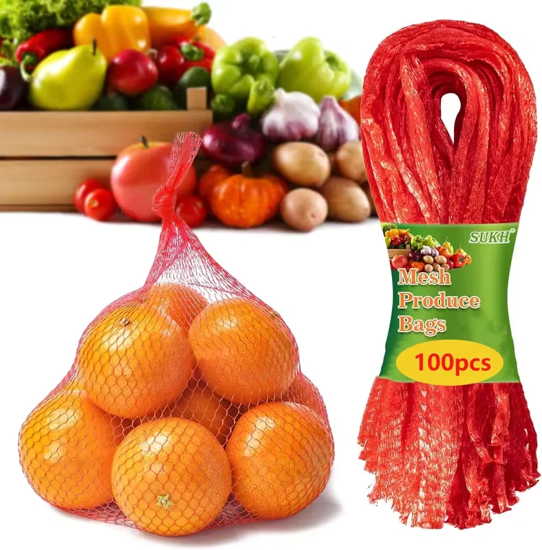 100PCS Resuable Nylon Mesh Bags Hanging Watermelon Nets Bags For Hanging Watermelon Honeydew Melon Vegetables