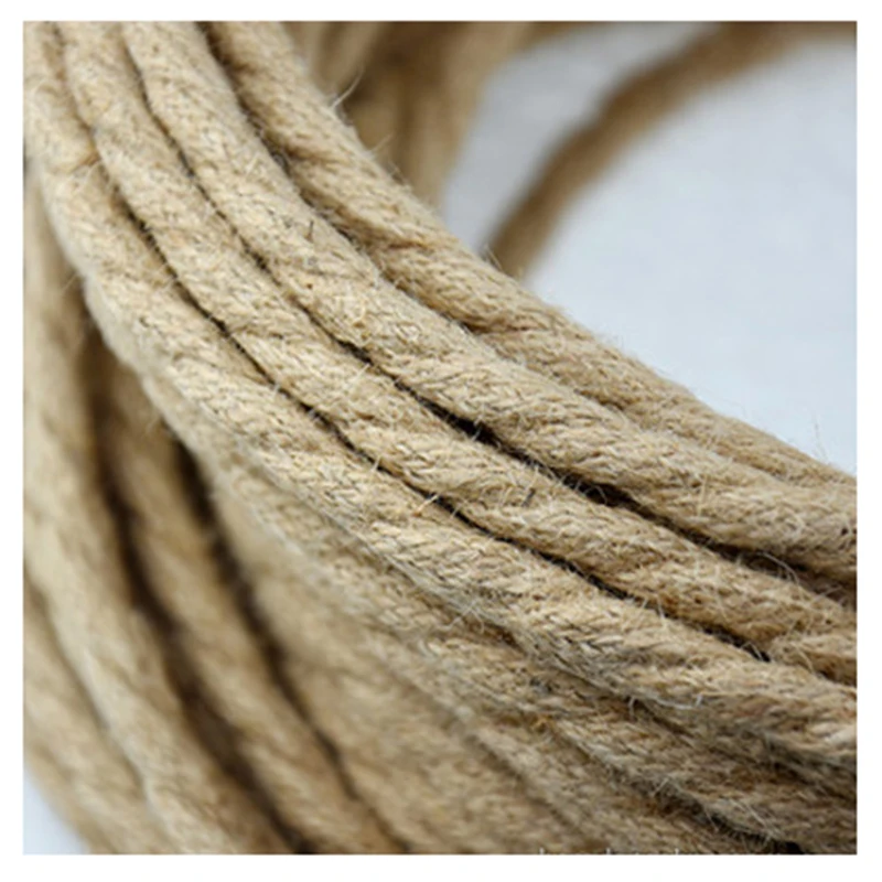 Vintage RopeTwisted yellow Electrical Wire 2*0.75mm Hemp Rope WovenTextile WireTwisted Cable Braided Retro Pendant Light Cord