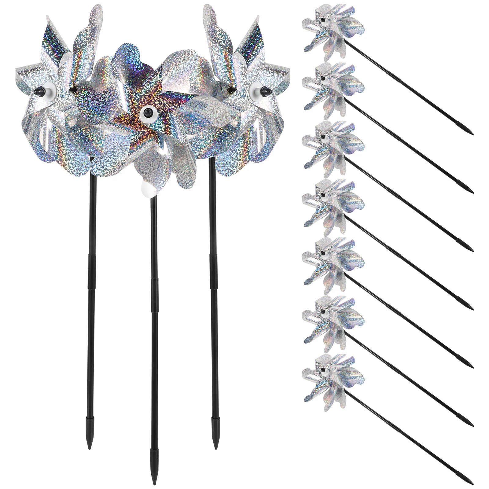 

10 Pcs Bird Repellent Windmill Pinwheels for Garden Birds Spinners Pet Glass Drill Rod Windmills The Yard