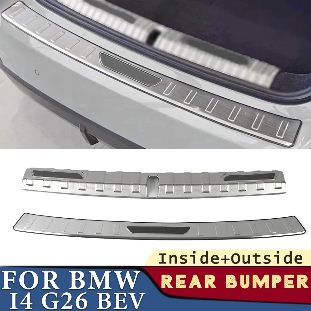 Trunk Bumper for BMW i4 G26 BEV 2022 2023 2024 Car Accessories Stainless Rear Fender Protector Sill Pad Cover Sticker Decoration