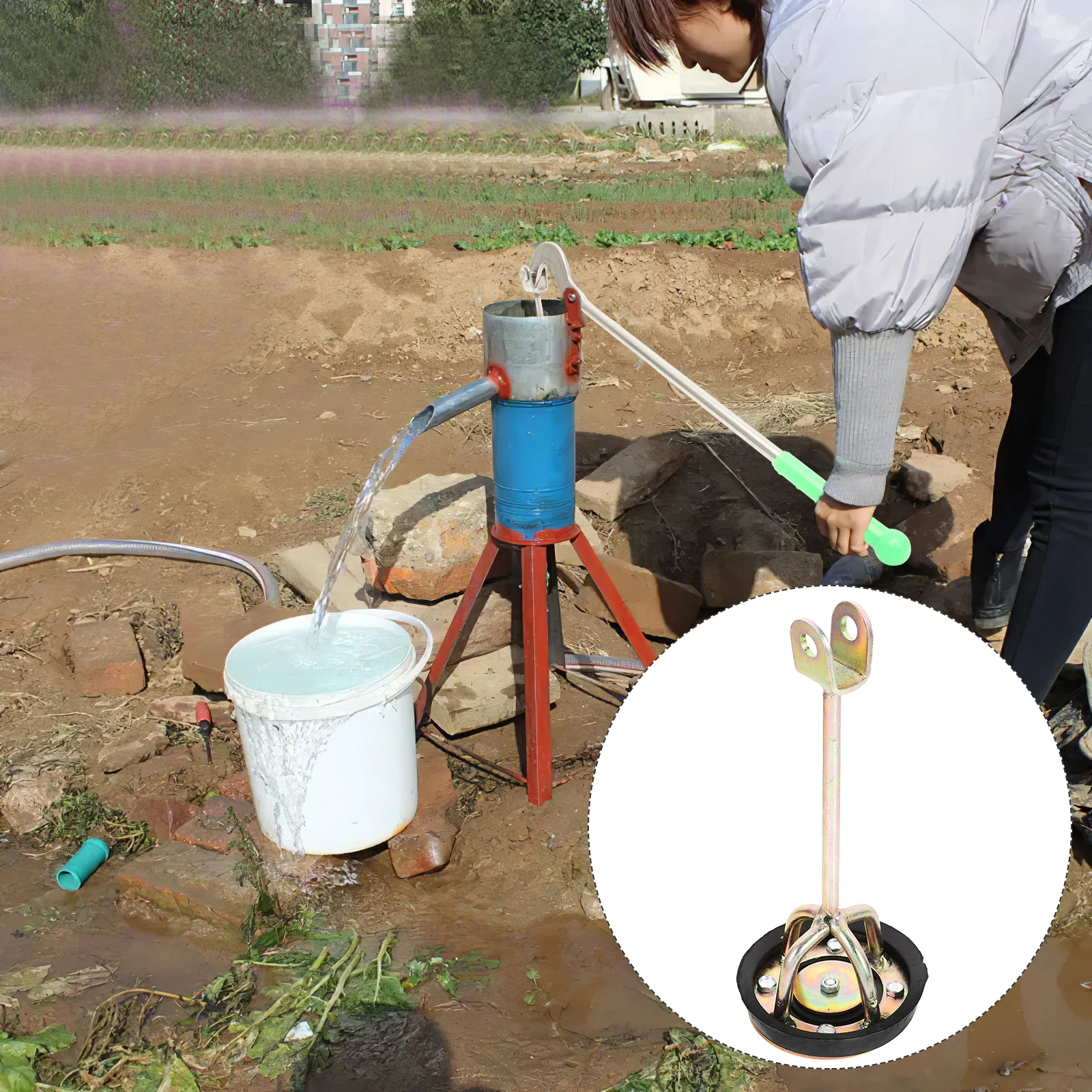 

Hand Well Head Pump Parts Small Water Stainless Steel Core 80 Four Feet Iron Thickened Durable Practical Replacement Gardening