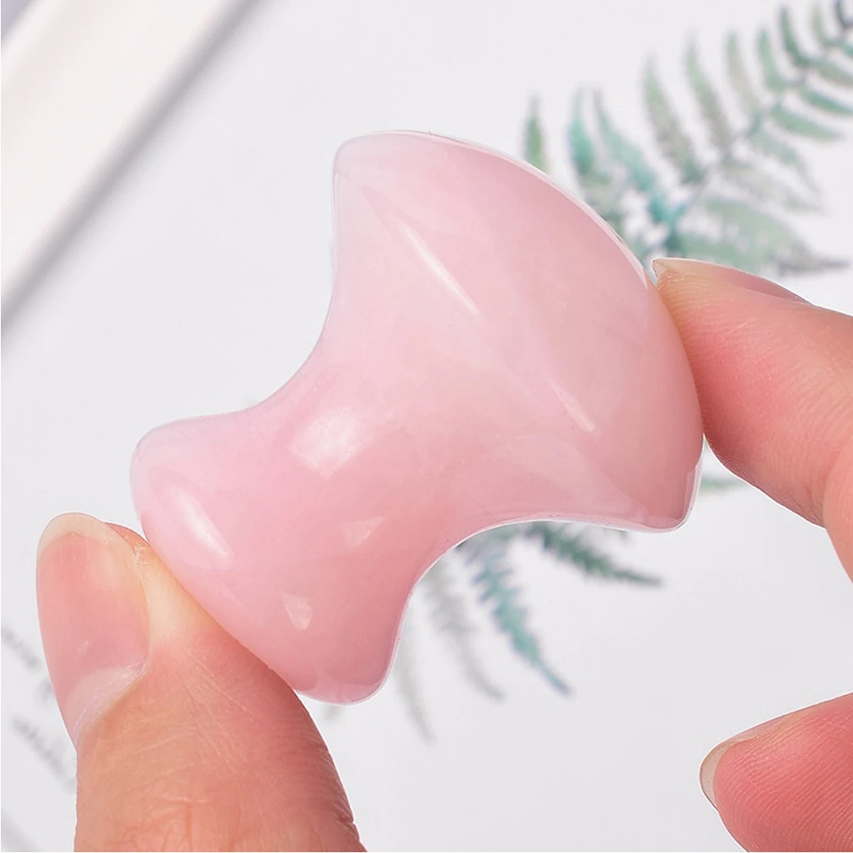 Masajeador Facial portátil con forma de seta, herramienta de cuarzo rosa para el cuidado de la piel, elimina las arrugas, Guasha, 1 unidad