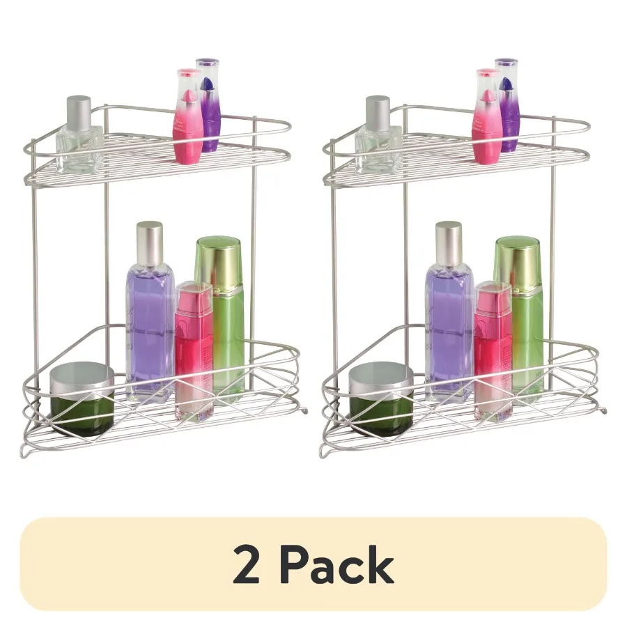

2 pack Steel Corner Bathtub Shower Storage Shelf 10.75" x 6.5" x 10.6" Satin