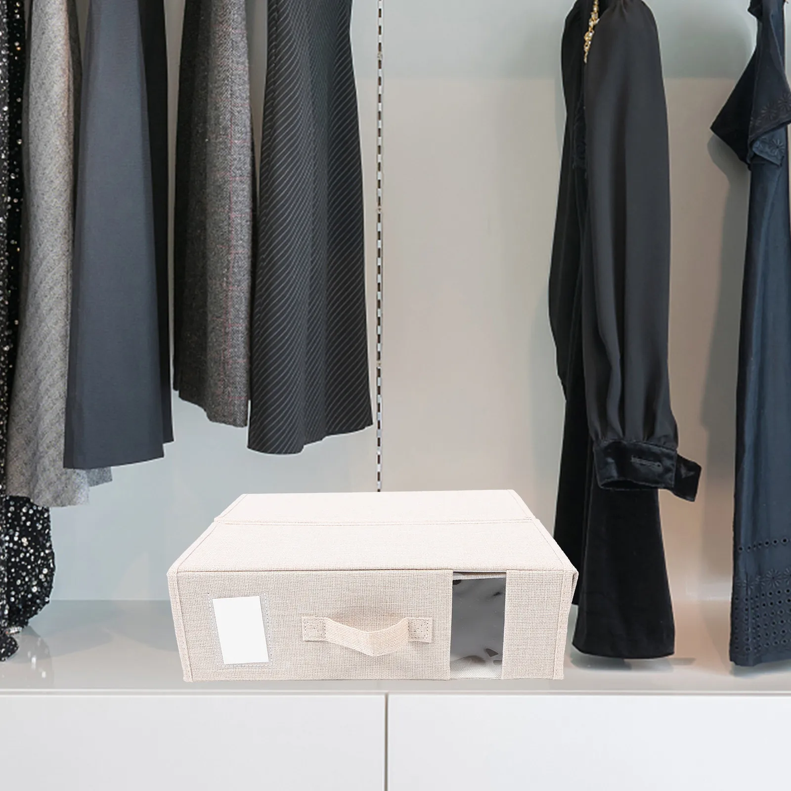 

Складной органайзер для постельного белья с прозрачным окном, коробка для хранения постельных комплектов, усиленная картонная, компактная, экономит место в шкафу