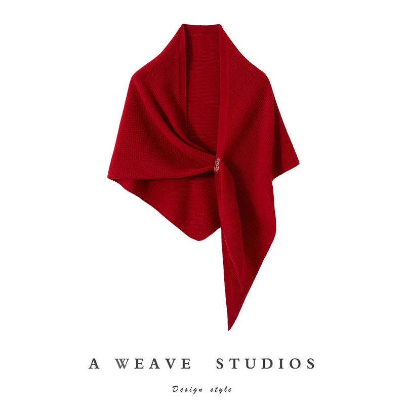 CHICUU 100% chales triangulares de punto de Cachemira para mujer Otoño Invierno bufanda triangular grande de Cachemira envuelve capas simples Grace