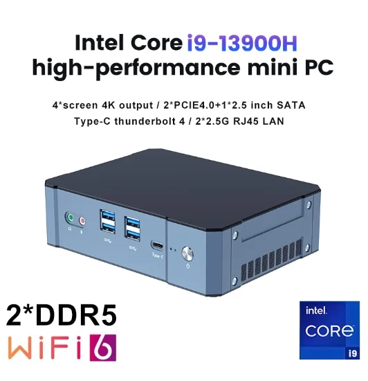 Topton 13e Gen Intel Mini Pc Gamer I9 13900Hthunderbolt 4 2 * Ddr5 2 * Pcie4.0 Mini Gaming Pc Desktop Computer 2*2.5G Lan Wifi6