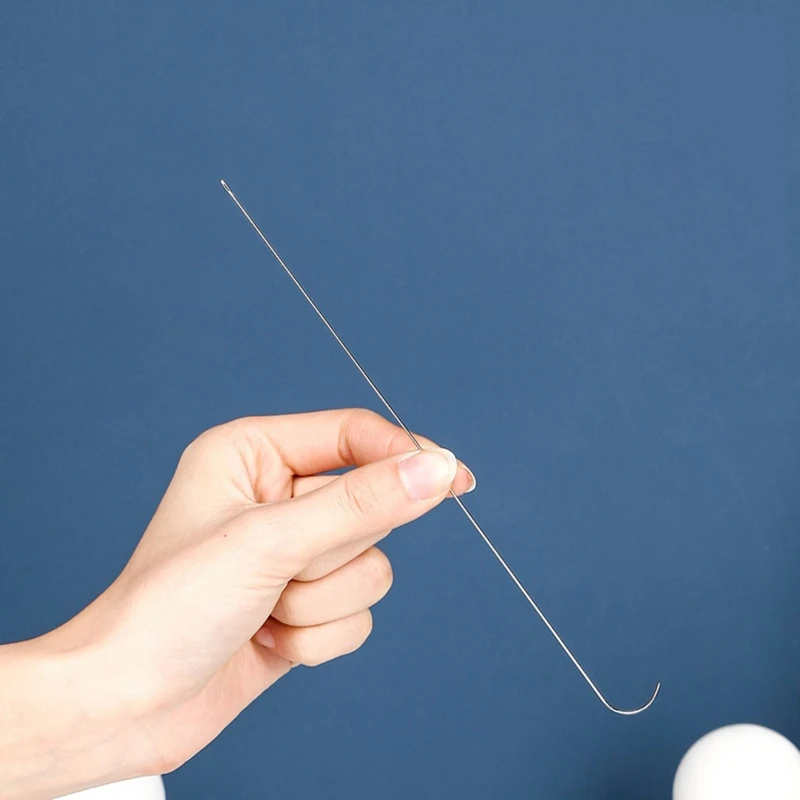 Aiguilles à perles incurvées en acier inoxydable, 5 pièces, grand œil, pour couture, bricolage