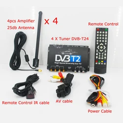HDTV Car DVB-T2 DVB-T MULTI PLP Digital TV Receiver automobile DTV box With 4 Tuner Antenna