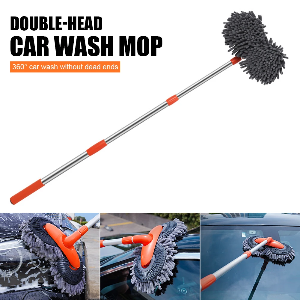 Car wash mop telescopic aluminum long handle chenille brush cleaning and maintenance stretch handle set car care accessories