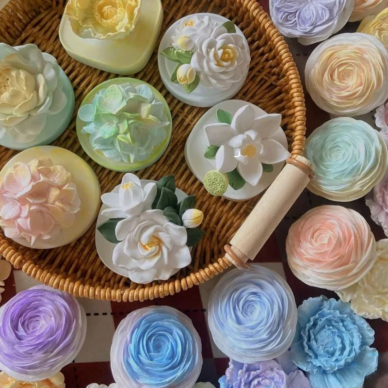 3D Flowers Aromatherapy Wax Gypsum Silicone Mold Beautiful Flower Plaster Ornament Molds For Car Decoration Resin Crafts Mould