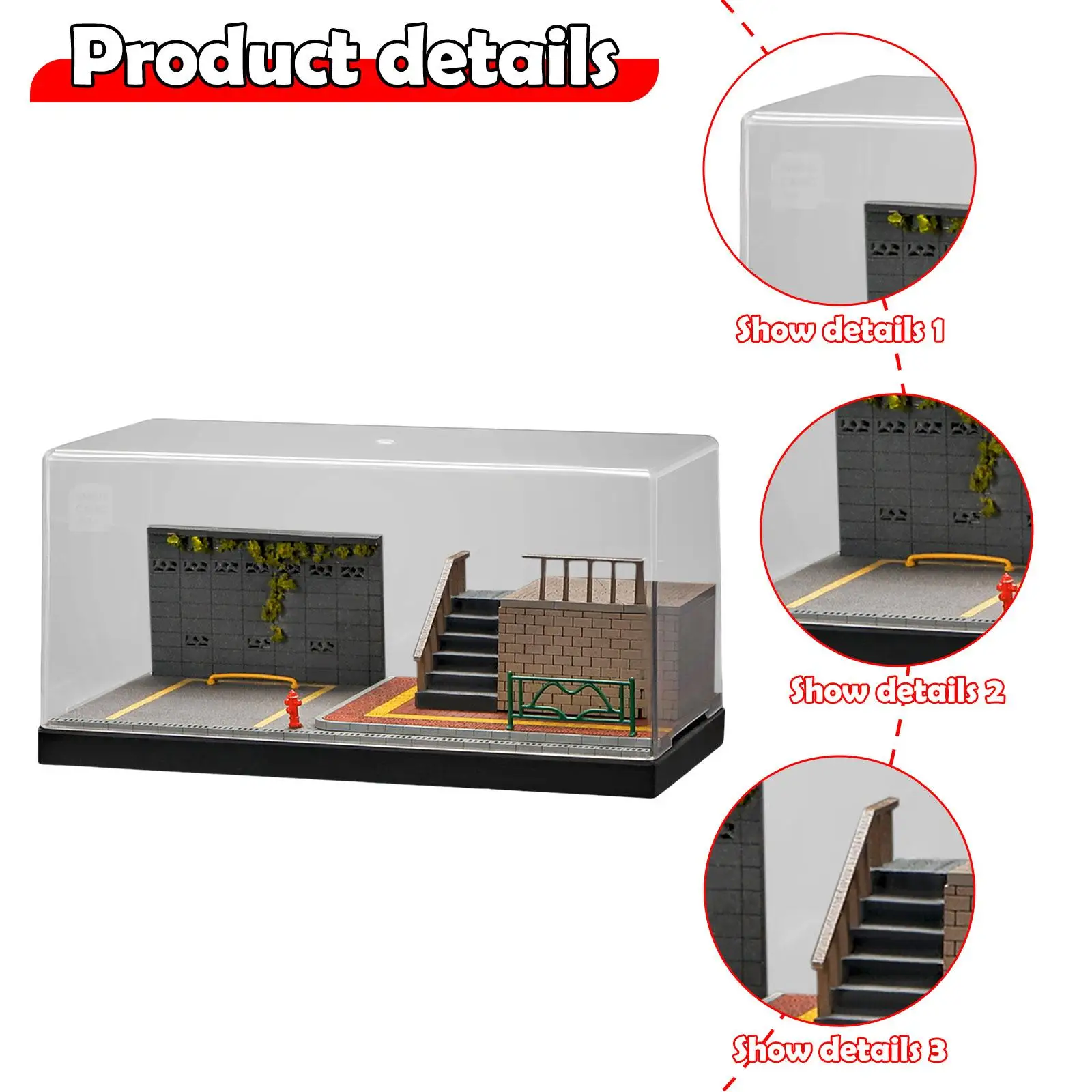 1/64 مقياس نموذج سيارة عرض حالة ديكور سطح المكتب لهواة الجمع الديوراما #5