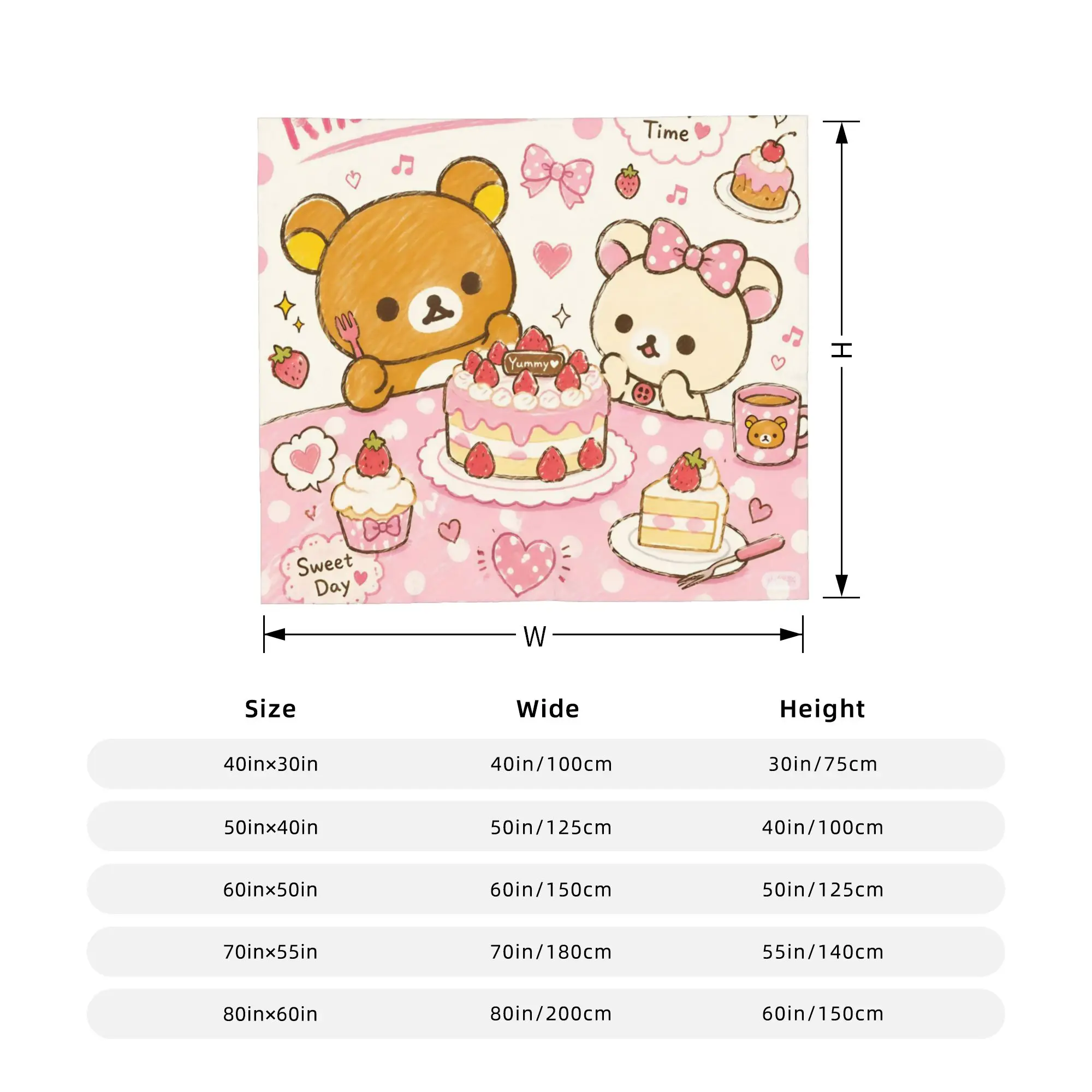 Happy Birthday Cake Bear Fleece Throw Blankets Rilakkumas Blanket for Bed Office Super Warm Bedding Throws