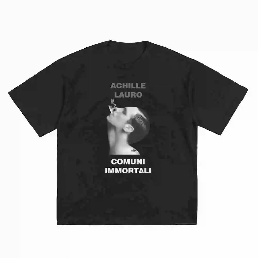 Achille Lauro Municipalities Immortali Tour 2026 Pop Italy Short Sleeve Tee 100% Cotton T-Shirt