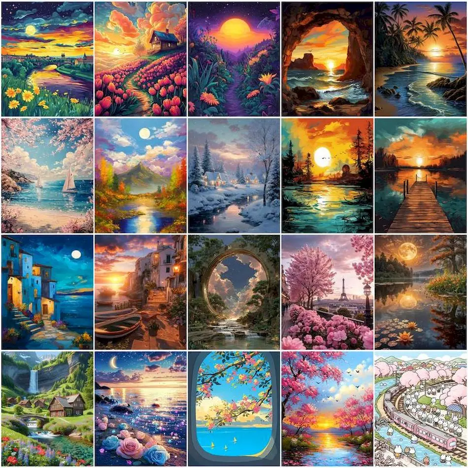 GATYZTORY Malen nach Zahlen-Set für Erwachsene, Leinwand, Landschaft, Wandkunst, Bild, dekorative Gemälde auf Zahlen, Wanddekoration für Zuhause
