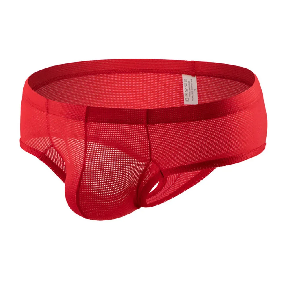 

1pc Men Sexy Mesh Short Boxer Breathable Low Waist Boxers Underpants Underwear Bulge Pouch Panties Solid Color Trunk