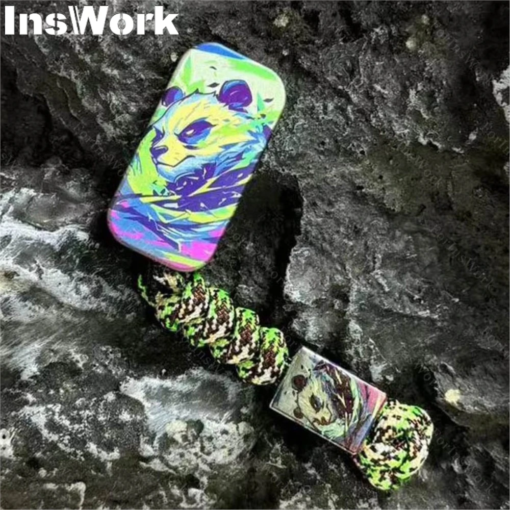 Handmade Panda Push Slider EDC Decompression Toy Titanium Colourful Painting