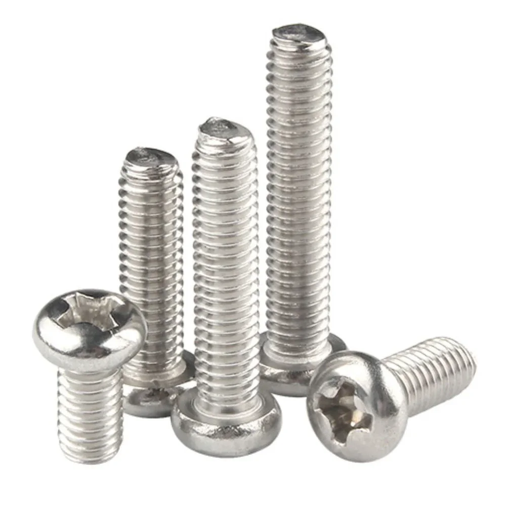 2-50Pcs M1.6 M2 M2.5 M3 M3.5 M4 M5 M6 M8 Cross Phillips Round Pan Head Screw Bolt A2-70 304 Stainless Steel