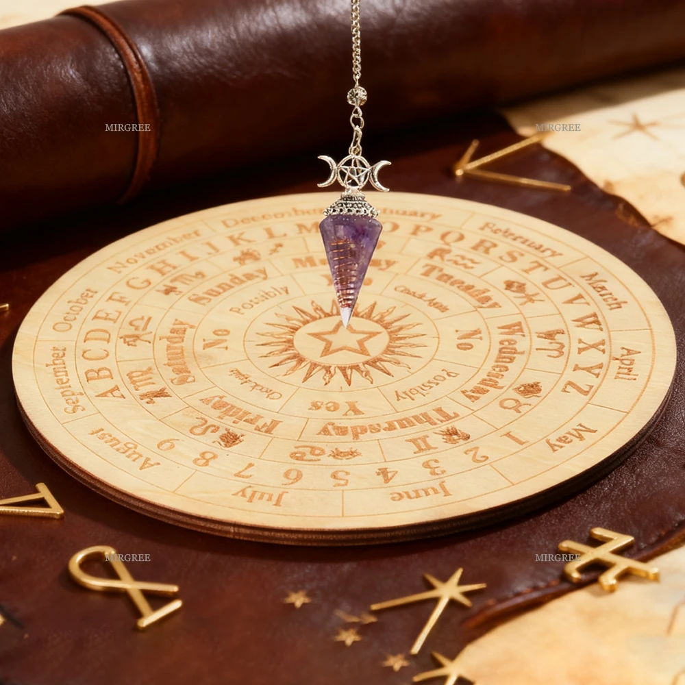 قطعتان من البندول الكريستالي مع مجموعة أطباق العرافة، تستخدم لصنع القرار والتوجيه البديري والطقوس الروحية #2